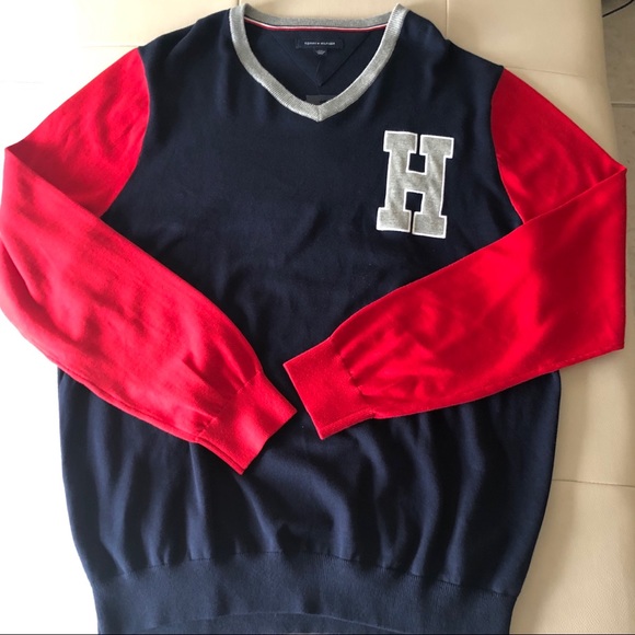 NWT Tommy Hilfiger v- neck sweater, Big H logo - Picture 2 of 7